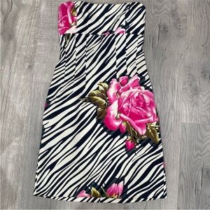 ❤️ RARE ❤️ Vintage 2004 Betsy Johnson Zebra Rose Corset Dress Size 8